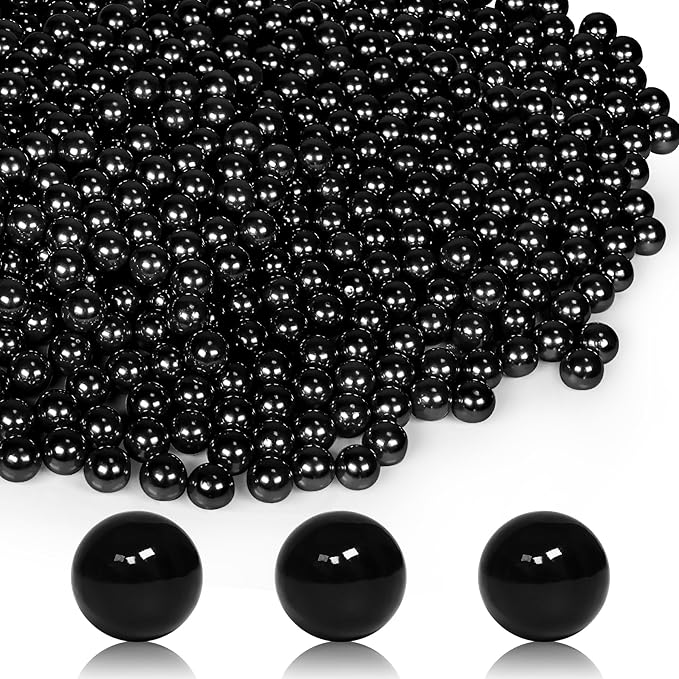 600Pcs Black Vase Filler Pearl Beads for Crafting 10mm Beads No Holes Decor Suitable for Wedding Decor, Party Decorations, Centerpiece Table Decorations