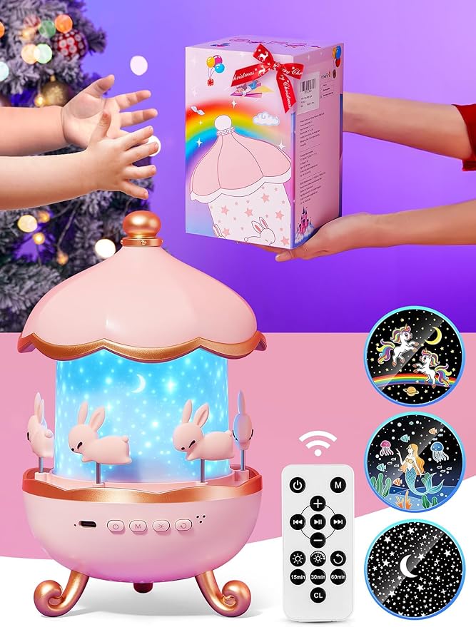 Staryou Sound Machine Baby Night Light Projector, 15 White Noise | 21 Colors | 15 Films Toddler Night Light for Kids, Remote Control Baby White Noise Machine, Unicorn Toys for Girls