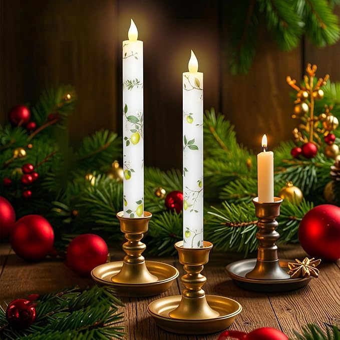 MELTONE Lemon Flameless Taper Candles with Remote and Timer Flickering Flame Battery Operated Taper Candles for Home Bedroom Wedding Party Fall Christmas Summer Valentine's Day Decor 9.6"