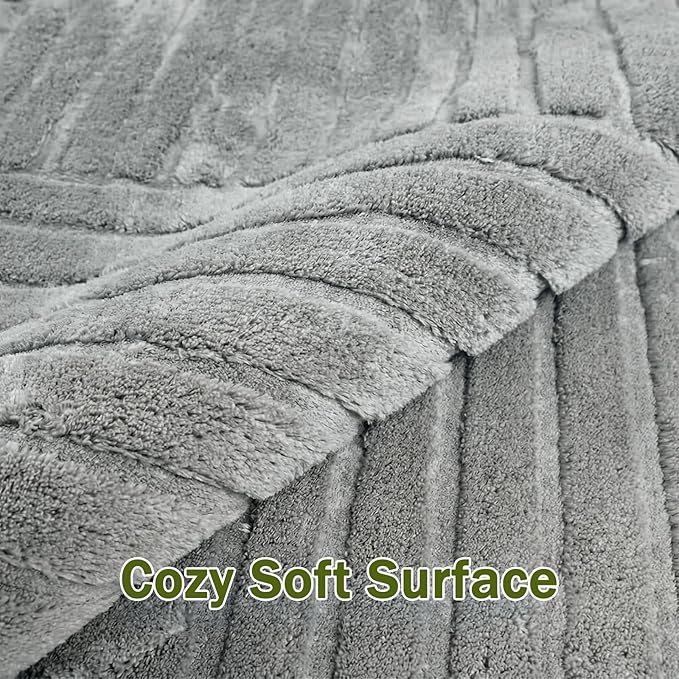 Gray 5x7 Modern Geometric Area Rug – Washable Living Room Rug, Minimalist Linear Carpet with Soft High-Low Pile, Fluffy Floor Rugs for Bedroom, Kids Room, Nursery, Home Décor, Grey