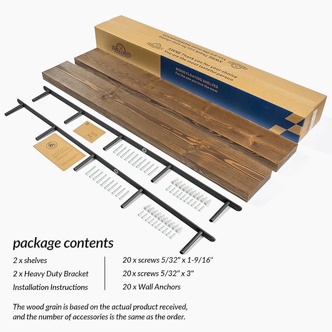 72 Inch Floating Shelves Set of 2,8-in Deep High End Real Solid Wood Floating Shelves for Wall, Ideal for Bedroom, Kitchen & Coffee Bar Storage, with Sturdy Hidden Bracket