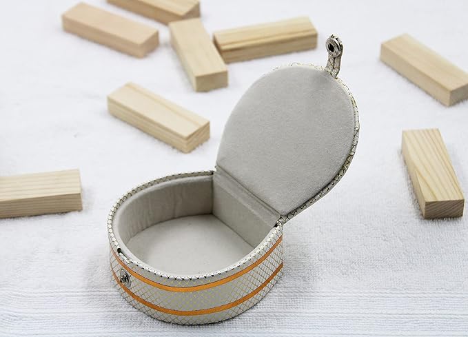 atorakushon PU Leather Cosmetic Jewellery accessories Small Round Bangle Box Ring Earrings Studs Box Necklace Wardrobe Organizer for Female Pack of 6 (Cream)