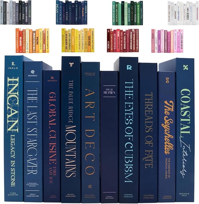 Decorative Books | Blue 10 Book Set with 3 Sizes | Preassembled with Hidden Storage | Perfectly Stackable for Easy Home Staging | Book Decor to Elevate Your Space | Home Decor Made Simple!