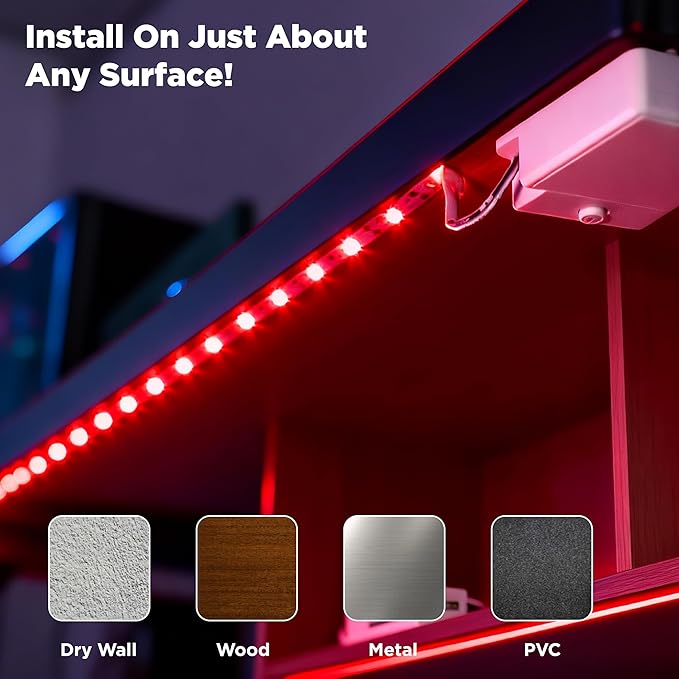 BestLuz LED Strip Lights Battery Operated 3.33ft x 2 Pack Flexible LED Light Strip Battery Powered Lighting for Bedroom Room Decor Cabinet Shelf TV Backlight Red