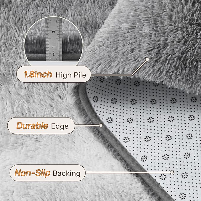 5x7 Feet Area Rugs for Living Room, Gradient Grey Plush Fluffy Shaggy Bedroom Rugs Non-Slip, Ultra Soft Carpet for Nursery Kids PlayRoom Dorm Office Indoor