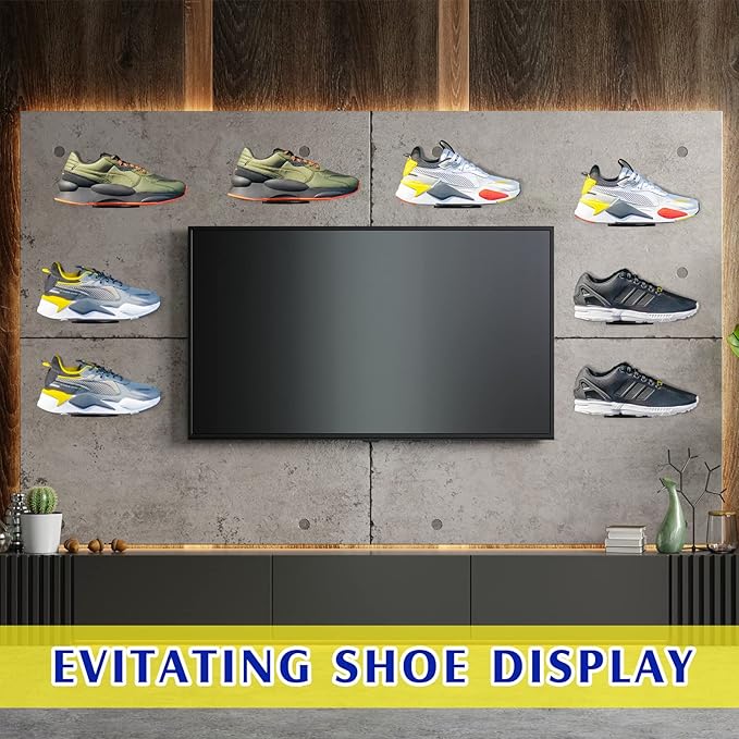 Treela 30 Pack Floating Shoe Display Shelf for Closet Acrylic Clear Shoe Wall Shelf Wall Mounted Easy to Install Sneaker Shelves for Collections, Includes Cross Screws, Expansion Tubes (Semicircle)