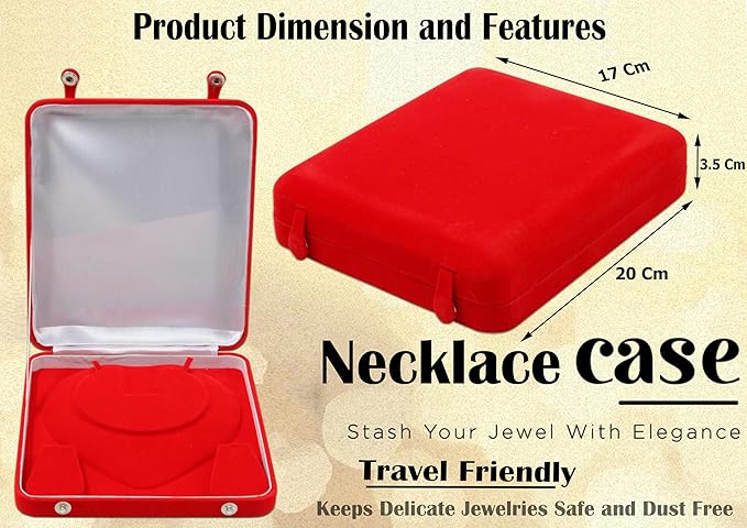 atorakushon Jewelry Set Velvet Box Necklace Pendant Earring Ring Bracelet Pearl Storage Holder Display Box for Wedding Engagement Anniversary Red