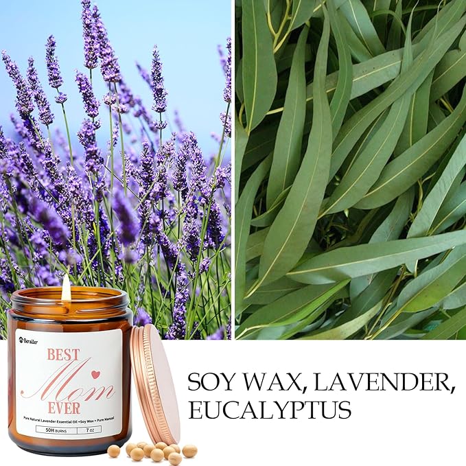 Candel Gifts for Mom from Daughter or Son, Christmas Birthday Mothers Day Candles Gifts, Lavender Eucalyptus Aromatherapy Candle for Women, Stress Relief, 50 Hour Burn Time