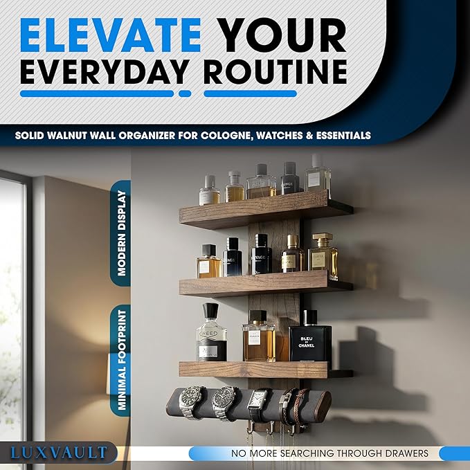 Wall Mounted Cologne Organizer for men, Jewelry and Perfume Organizer for women, Organizador de Perfumes, Perfume Shelf for wall, Estante Para Perfumes, Cologne Shelf, Fragrance Holder