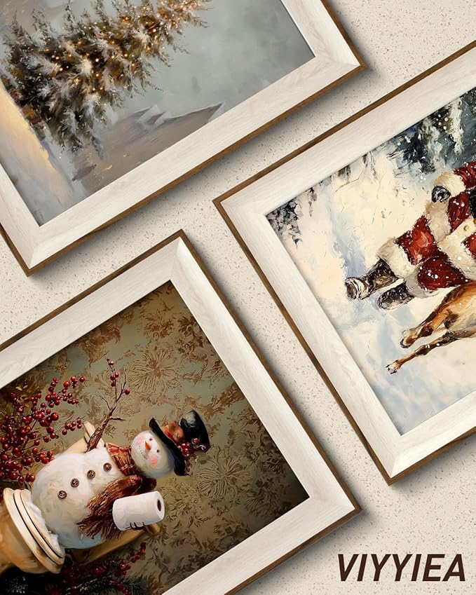 VIYYIEA Winter Framed Wall Art for Living Room, Snowman in Bathroom Canvas Prints, Oil Painting Home Decor, Christmas Picture, Bathroom Wall Decor Gifts for Friends or Family - 16L x 12W
