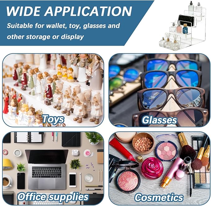 Acrylic Wallet Display Stand Purse Handbag Organizer, Clear Jewelry Riser Display Stand Purse Display Rack, Acrylic Display Shelf for Cosmetic Perfume Jewelry Sunglasses Handbag (2 PCS-6 Tier)