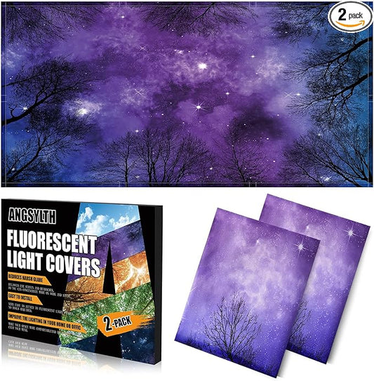 ANGSYLTH 2 Pcs Fluorescent Light Covers - 4 x 2 Feet Covers for Ceiling Lights, Magnetic Light Filters for Classroom, Office, Hospitals, Home