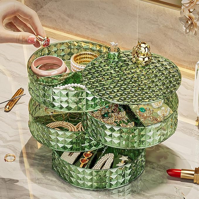 Jewelry Box Rotatable Jewelry Storage Case Jewelry Holder Jewelry Display Organizer Rotatable Jewelry Case Display Organizer for Bathroom Desk (C)