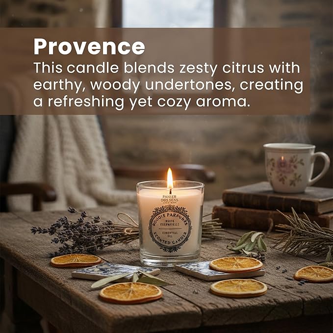Panier des Sens Provence Candle - Hand-Poured in The South of France - Long Lasting Scented Candles up to 55 Hours Burn Time - Scented Candle - 100% Natural Cotton Wick - 6.3 oz Decorative Candles