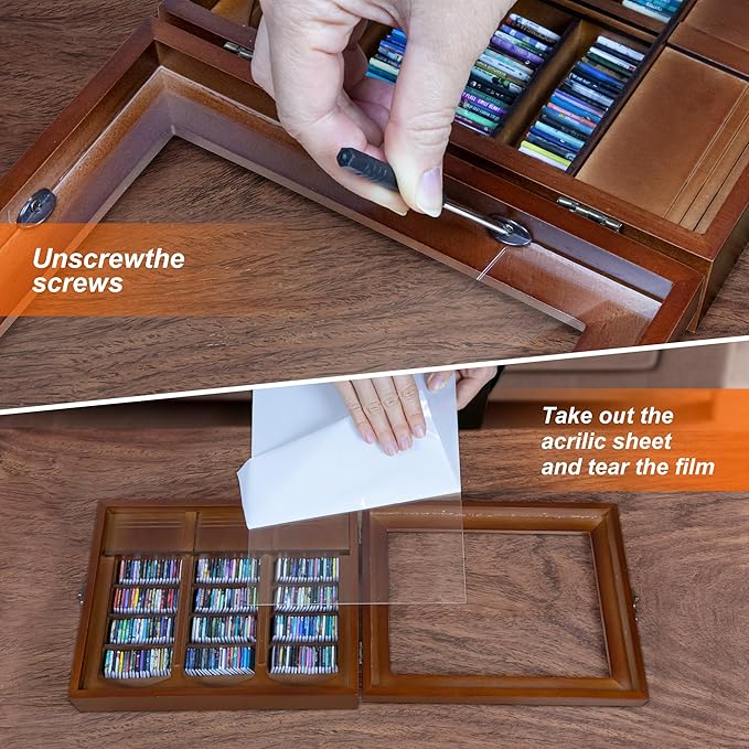 Anxiety Mini Bookshelf Mini Books with 300PCS Mini Bookshelf Shake Away Your Anxiety Wooden Miniature Book Library for Stress Relief, Home and Office Decor, Unique Gift for Book Lovers-Brown