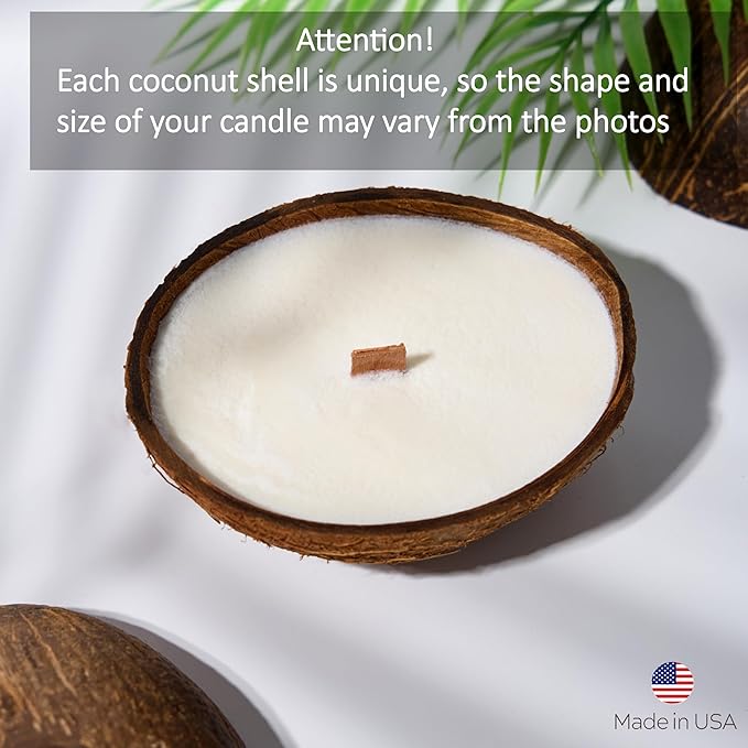 – Scented Candles Clearance | Coconut Shell Soy Wax Candle with Wooden Wick | Candles for Home Décor | Gift Idea for Women (1, Caramel Island)