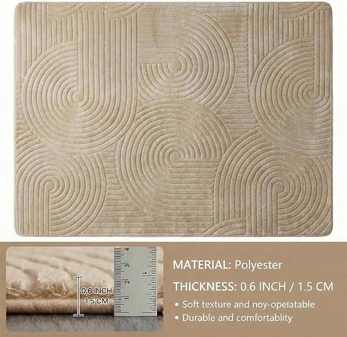 Brown 8x10 Solid Color Area Rugs – Washable Living Room Rug, Modern Geometric Non-Slip Indoor Carpet with Soft High-Low Pile, Fluffy Floor Rugs for Bedroom, Kids Room, Nursery, Home Décor