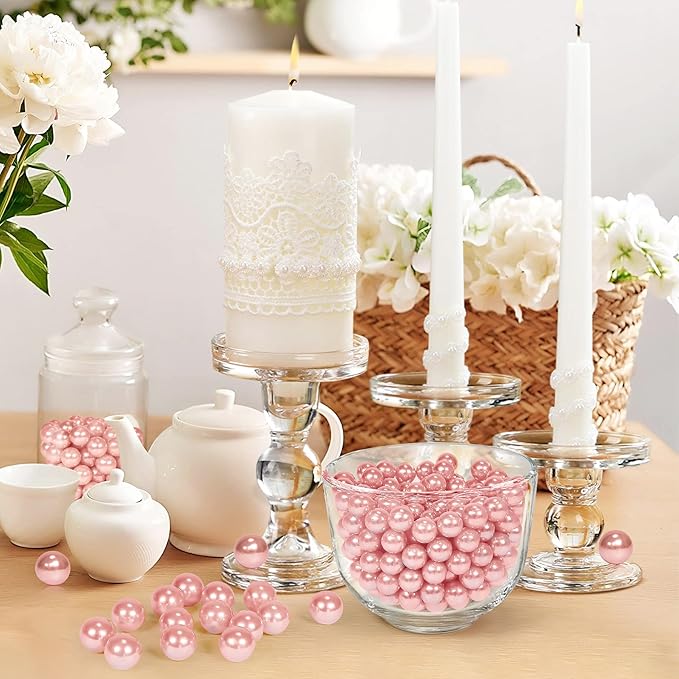 1400Pcs Rose Gold Vase Filler Pearl Beads for Crafting 8mm Beads No Holes Decor Suitable for Wedding Decor, Party Decorations, Centerpiece Table Decorations