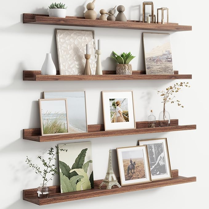 FLYJOE Floating Picture Ledge Shelves for Wall Set of 4, 36 Inch Wall Shelves with Lip Long Large Nursery Book Shelf for Toys Storage Kids Bookshelf Wall Mounted Living Room Bedroom Decor Frames