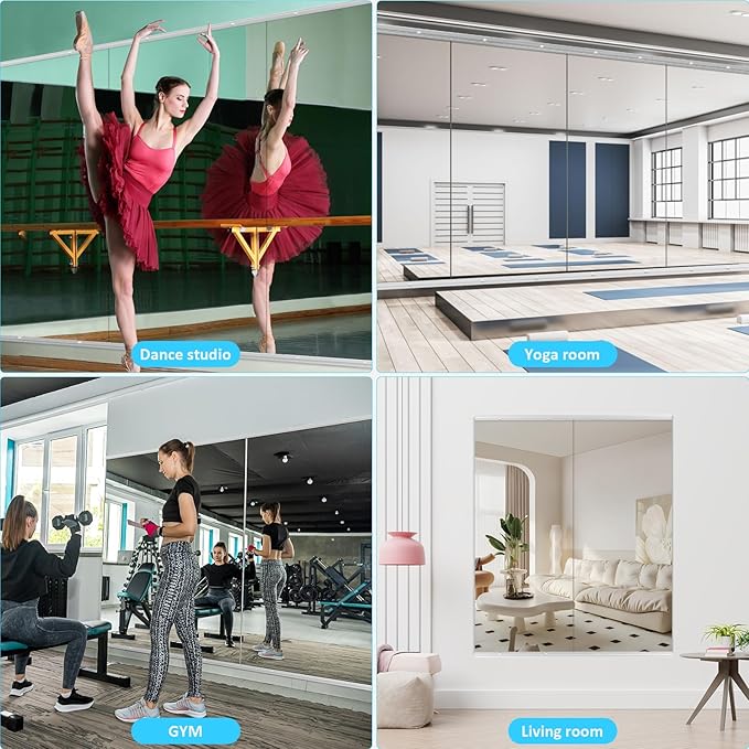 56X16 2Pack Large Home Gym Mirror, Frameless Tempered Glass Dance Wall Mounted Mirror for Home, Yoga, Dancing, Studio, Living Room