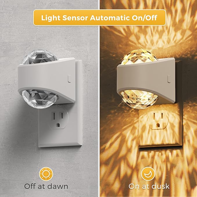 L LOHAS LED Night Light,Projector Night Light with Dusk to Dawn Sensor,3000K Soft White, Brightness Adjustable,Plug in Nightlight for Bathroom,Bedroom,Hallway,Party,Home Decor