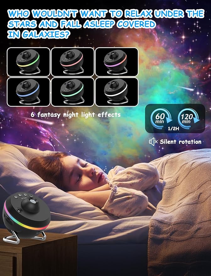 Galaxy Projector - 13 in 1 Star Projector Planetarium Dynamic Meteor & RGBCW Dynamic Effects with Timer&180° Adjustable Bracket, 13 HD Image Film Discs Star Night Light Projector for Bedroom/Christmas