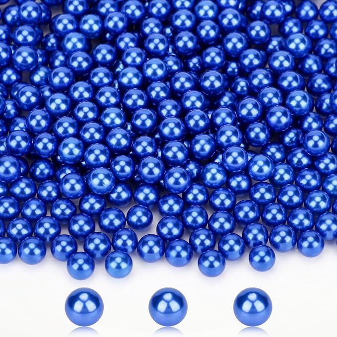 Suream 8mm/0.31in Pearl Beads for Vase Fillers, 1300PCS Round Pearls for DIY Jewelry Necklaces, Table Scatter, Wedding, Birthday Party, Home Decoration, Event Supplies, No Hole, Blue