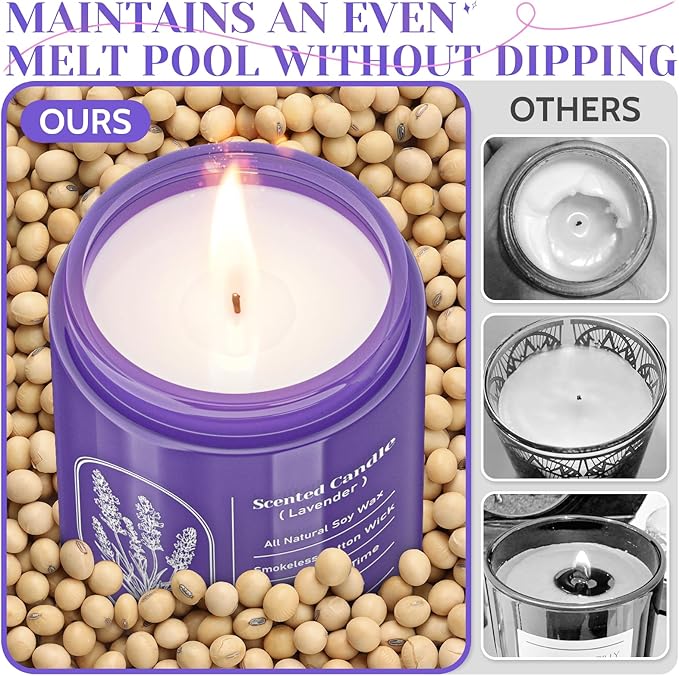 WarmEmbrace Lavender Scented Candles for Women, 7.5 oz Highly -Scented Soy Candle for Home Scented, Birthday Valentines Gifts for Mom & Girlfriend, Housewarming Gift