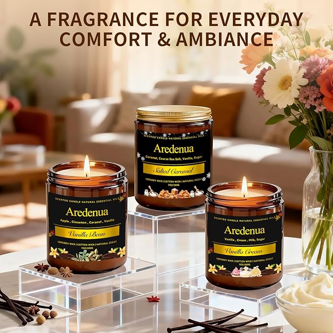 Vanilla Cream Odor Eliminating Soy Candles for Home - Removing Pet, Kitchen & Bathroom Odors, Fresh Air Scented Candle with Clean Vanilla Aroma, Long-Lasting