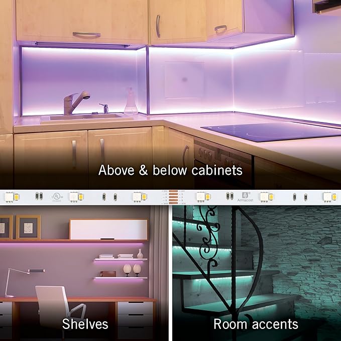 Armacost Lighting 423500 RibbonFlex Home 16ft. RGB+W Smart LED Tape Light Kit, Multi-Color and White