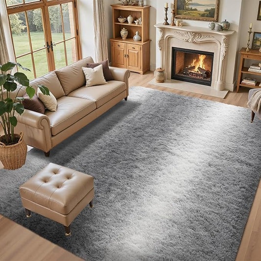 5x7 Feet Area Rugs for Living Room, Gradient Grey Plush Fluffy Shaggy Bedroom Rugs Non-Slip, Ultra Soft Carpet for Nursery Kids PlayRoom Dorm Office Indoor