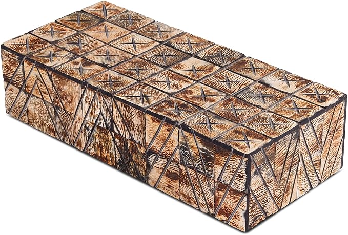 Handicrafts Home Decorative Storage Box 10x4.5 – Remote Control Holder, Jewelry Organizer, Modern Decorative Box with Lid, Boho Chic Home Décor Accent, Vintage Memory Box for Living Room Shelf Décor