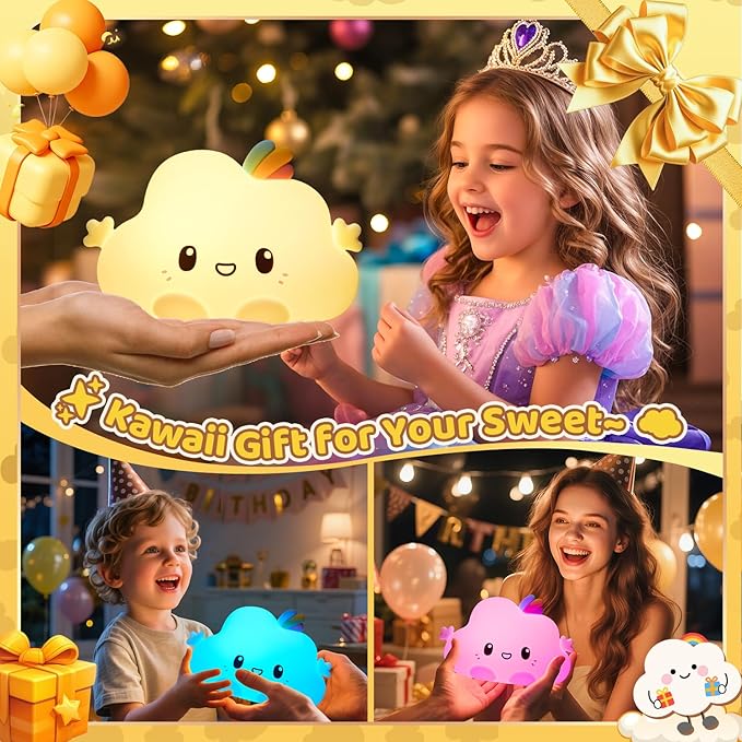 One Fire Cloud Night Light, 16 Colors & Remote Control Baby Night Light, Rechargeable Cloud Lamp, Cute Gifts for Kids Gifts Teen Girl Gifts, Funny Gifts for Women