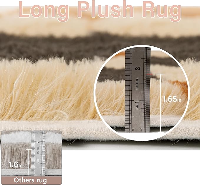 PureCozy Checkered Rug 8x10 for Living Room, Colorful Modern Shag Rug Washable Non-Slip Large Area Rug Super Soft Indoor Fuzzy Carpet Fluffy Rugs for Bedroom Home Aesthetic Decor