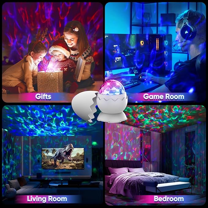 Red Night Light, Light Therapy Lamp, 2-in-1 Sensory Lights for Autism, 670nm Red Light for Sleep, Sensory Room Must-Have, Light Projector for Kids, Adults, Birthdays - 7 Color Modes with Remote(White)