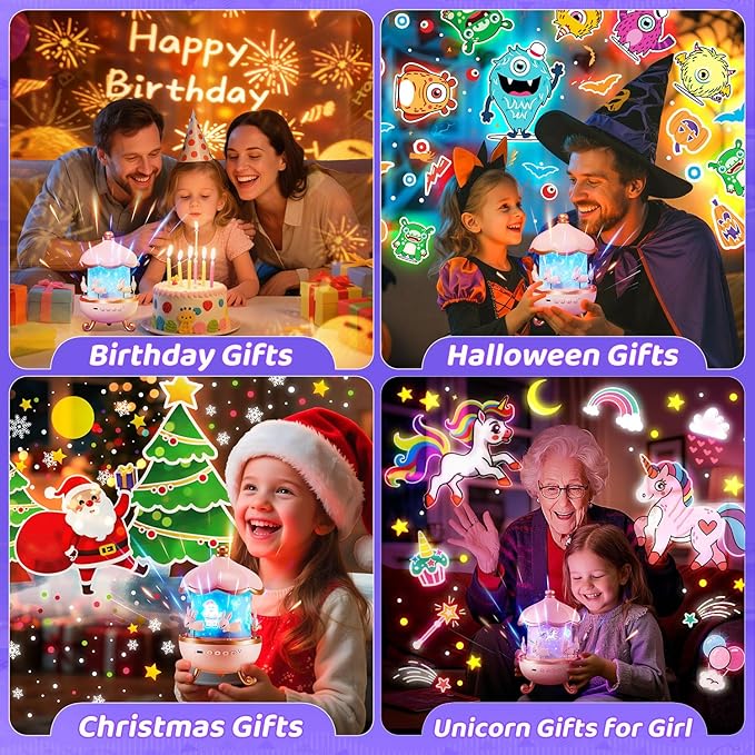 Night Light for Kids, 315 Light Modes+15 Films Unicorn Toys,15 Sound Machine Baby,Unicorn Toys for Girls Age 4-6,360°Rotate+Remote Star Light Projector for Kids Room Decor,Birthday Gift for Girl 5 7 8