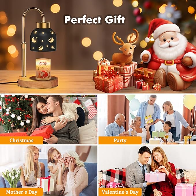 Candle Warmer Lamp with Timer, Candle Warmer Lamp Black - Wax Melt Warmer with Timer, Adjustable Height, Ideal for Jar Candles, Perfect House Warming Gift for Women on Christmas