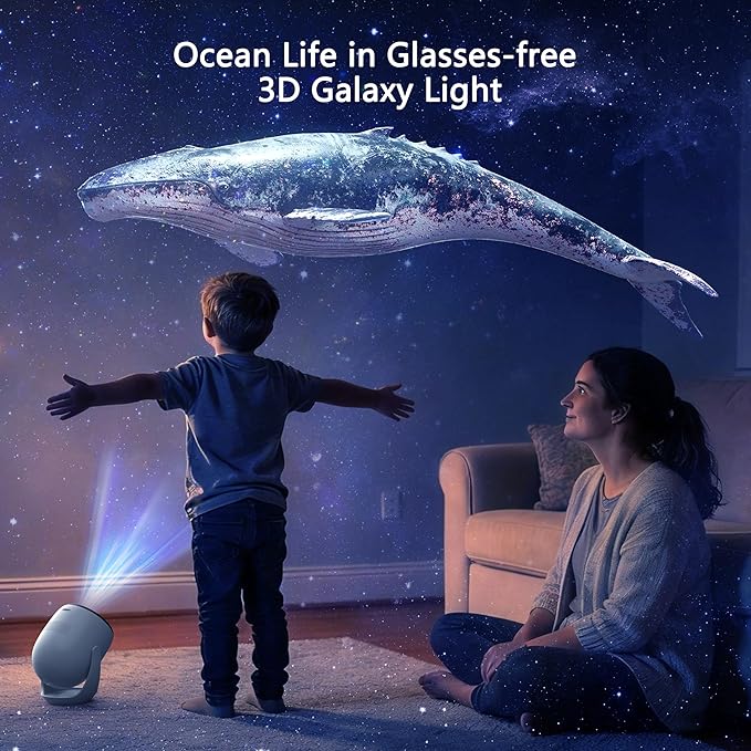 AIRIVO 3D Galaxy Projector, 3D Visual Star Projector with 90 3D Scenes, Planetarium Projector with Bluetooth Speaker, Moving Stars, Night Light Projector for Room Decor, Kids Adults, Christmas, White