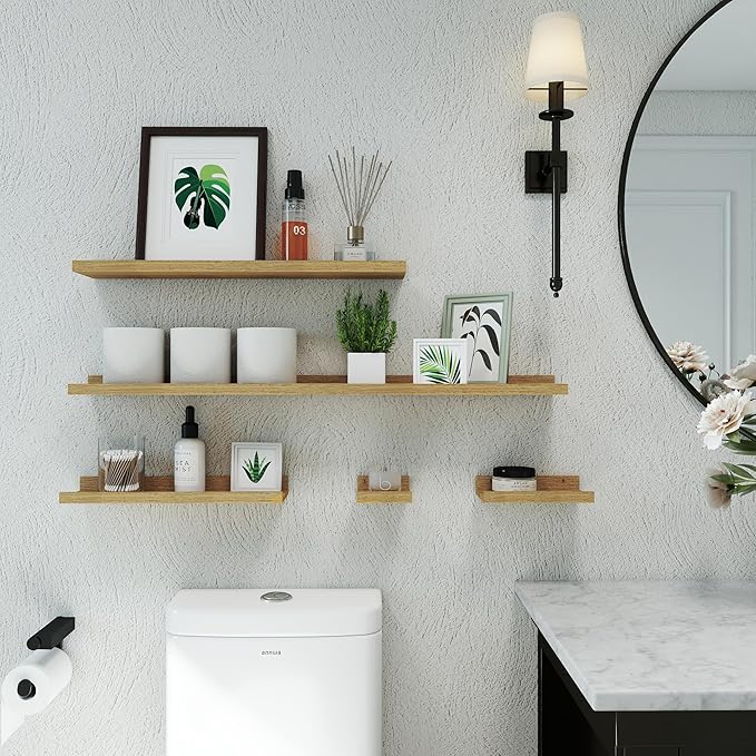Floating Shelves for Wall Decor, Long Wall Mounted Storage Shelf for Bedroom, Living Room, Bathroom, Kitchen, Nursery, Display Picture Ledge Shelf with Lip Set of 2-36 Inches, Oak