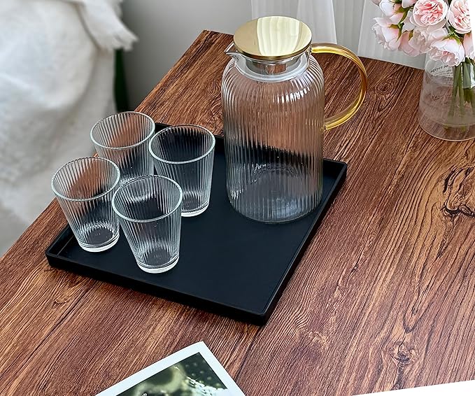 Versatile Black Square Tray - 11 Inch Organizer Decorative Tray for Bathroom Vanity, Coffee Table, Dresser & Kitchen Countertop - Black Catch-All Tray for Home Decor, Jewelry, Makeup & Snacks