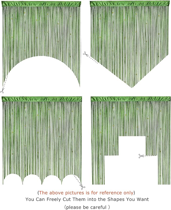 YaoYue Beaded Curtain Door String Curtains for Doorway Tassels Beads Hanging Fringe Hippie Room Divider Window Hallway Entrance Wall Closet Bedroom Privacy Decor (Grass Green, 100×280cm)