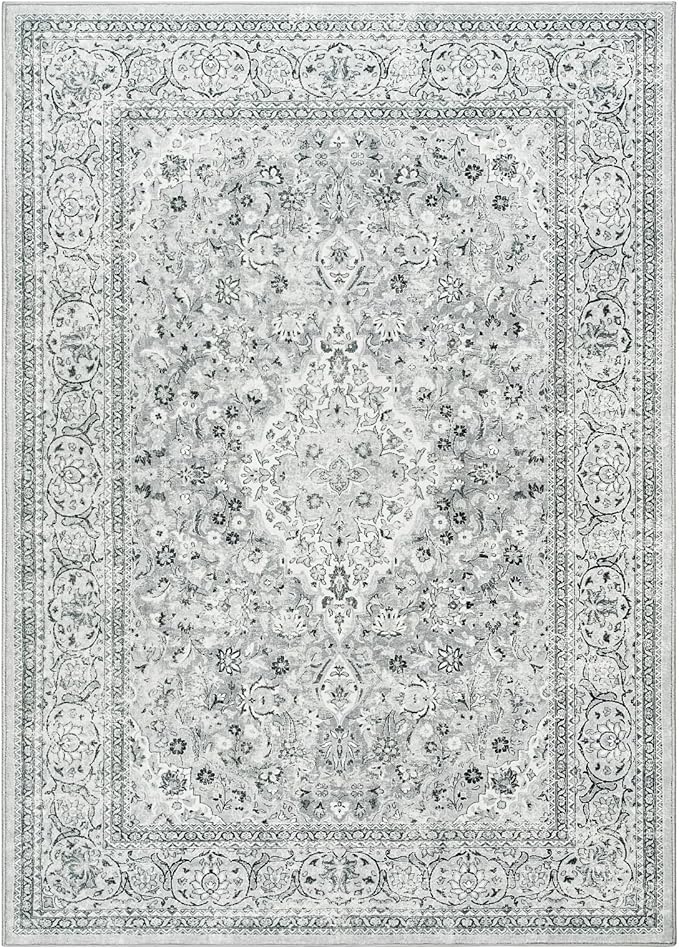 Goideal Washable Entry Rug 2x3, Gray Small Area Rugs Non Slip, Indoor Low Pile Carpet with Rubber Backing for Bathroom Kitchen Entryway Office