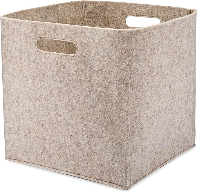 Parker Baby Felt Foldable Storage Cube - 11 Inch Nursery Cubby Bin for Cube Organizer, Closet Organizers and Storage Toy Bin, Rope Baskets Bins for Toy’s Storage - Oatmeal