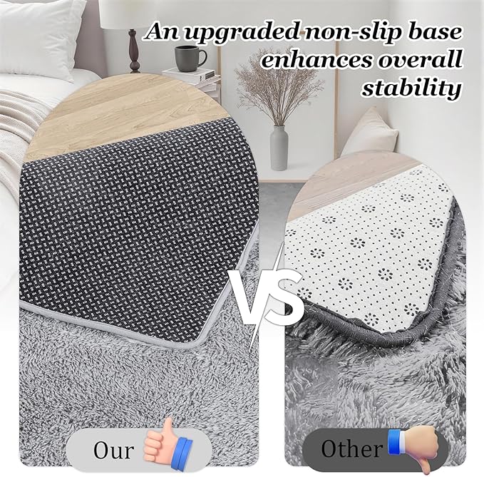 Fluffy 5x7 Area Rugs for Living Room Bedroom: Ultra Soft Shag Rug Non-Slip Non-Shedding Small Plush Bedside Rug Indoor Floor Carpets for Kids Room Playroom Entryway Nursery Dorms Home Decor Gray