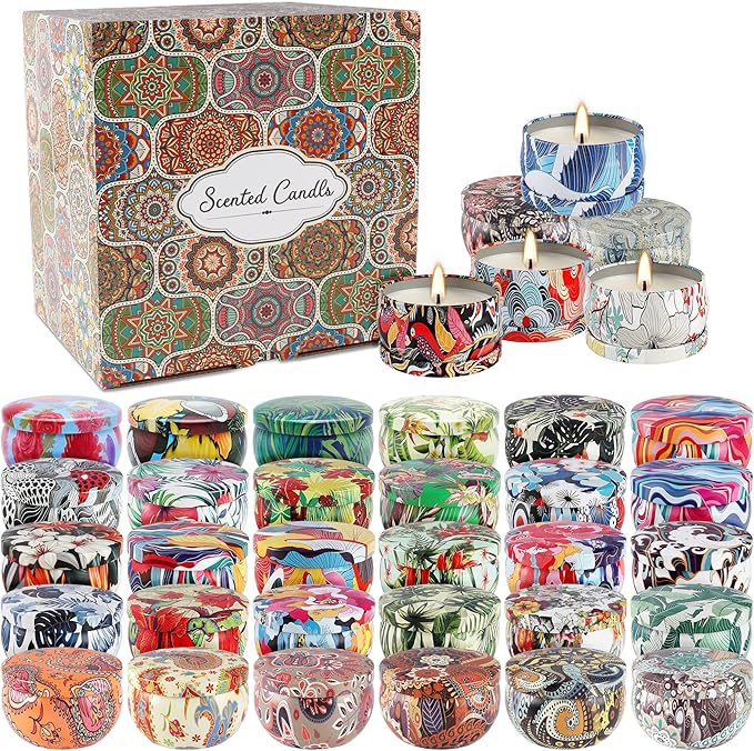WPONSZU Set 36Pack Scented Candles,Candvent Calendar 2025,Gifts Soy Wax Travel Tin Jar Candles for Home 2.5 OZ jar Candles for Mom for Christmas, Birthday, Thanksgiving, Mother's Day