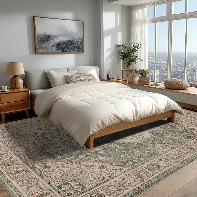 Ruaruarug Area Rug Non Slip Machine Washable Ultra Soft Living Room/Bedroom/Kitchen/Outdoor/Classroom Celadon, 8'×10'