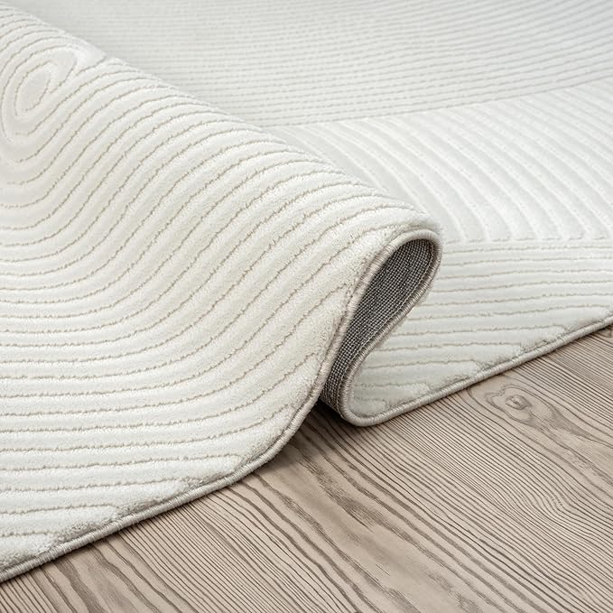 Abani Neutral Cream Area Rug 12' x 15' | White Luxury Zen Carpet | Minimalist Ivory Rugs for Bedroom, Living Room and Dining