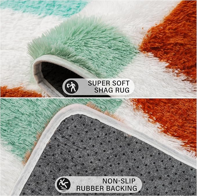 PureCozy Area Rugs 8x10 Clearance for Living Room, Colorful Modern Shag Rug Washable Non-Slip Large Area Rug Super Soft Indoor Fuzzy Carpet Fluffy Rugs for Bedroom Home Aesthetic Decor