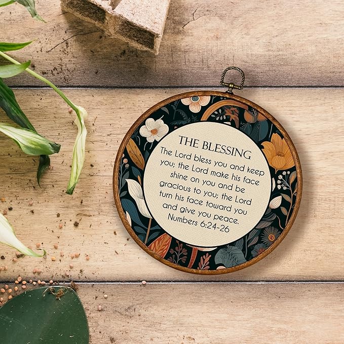 KSDUT Christian Wall Decor Art - Vintage Flowers Trendy Retro Wall Art Canvas Frame Hanging Prints, Bible Verse Preppy Round Wall Art Decor for Grandmillennial Home Bedroom Decorations 10"x10"