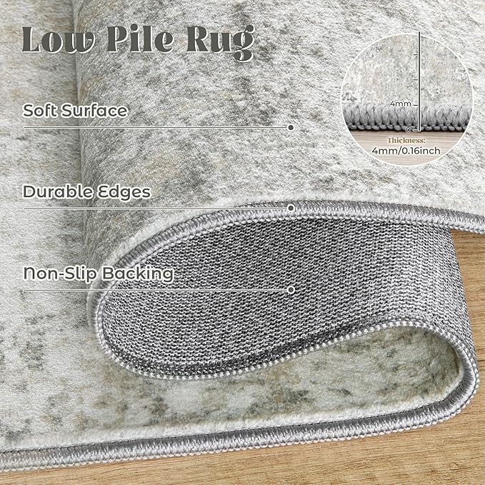 XLUEZ 10x14 Area Rugs for Living Room, Washable Modern Abstract Large Area Rug Neutral Soft Non Slip Kids Rug Stain Resistant Indoor Carpet for Bedroom Dining Room Playroom Office(BeigeGrey, 10'x14')